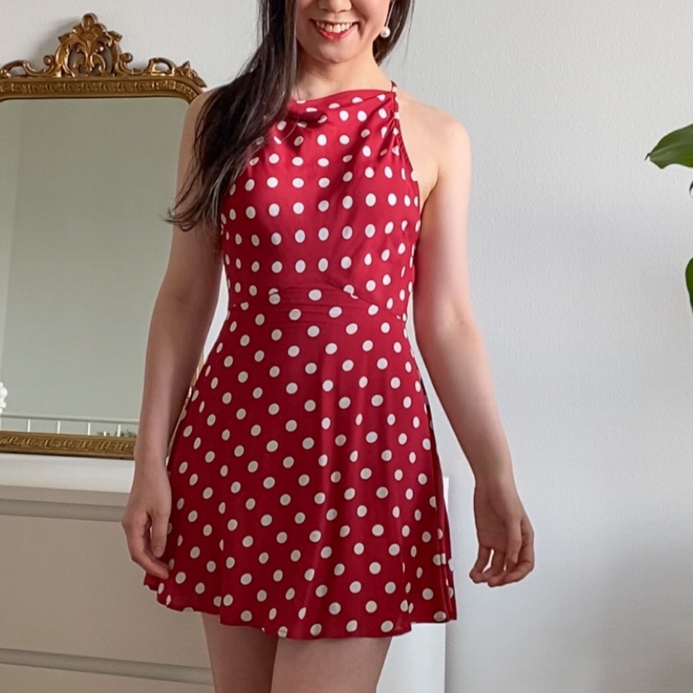Privacy Please Red Polka Dot Mini Quincy Dress Size XS